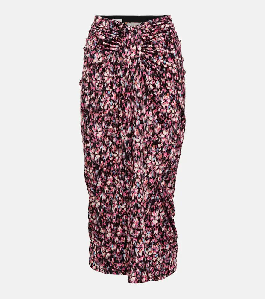 Marant Etoile Printed ruched jersey midi skirt Cover