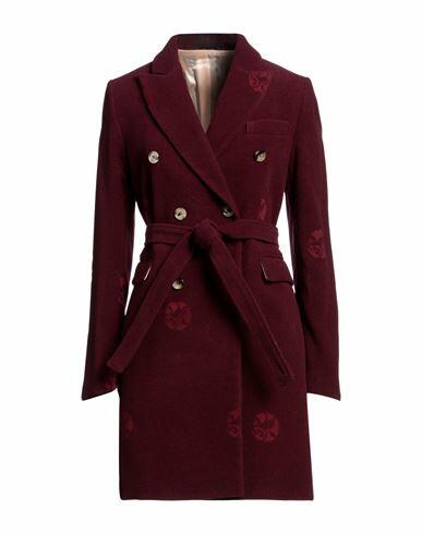 Golden Goose Woman Overcoat & Trench Coat Burgundy Virgin Wool, Polyester Cover