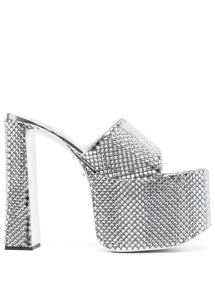 GCDS Mirror 165mm platform sandals - Grey Cover