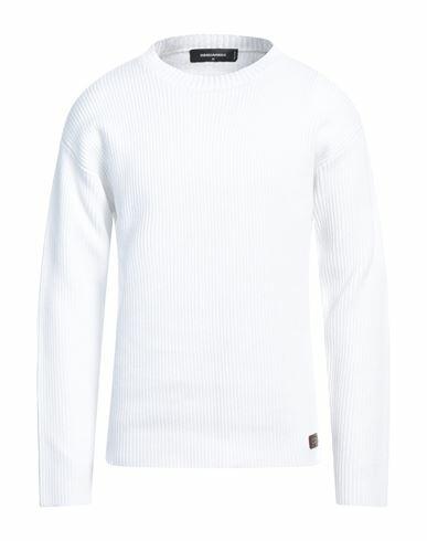 Dsquared2 Man Sweater White Cotton, Calfskin Cover