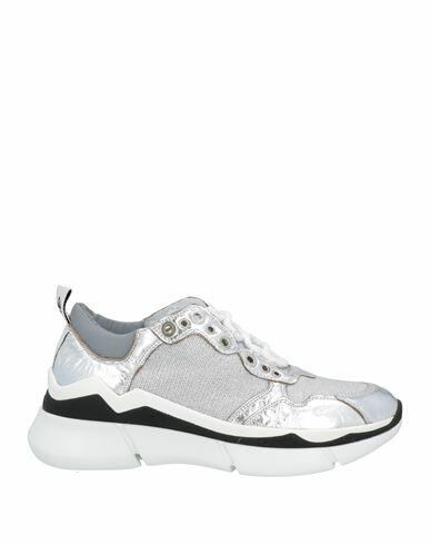 Elena Iachi Woman Sneakers Silver Leather, Textile fibers Cover