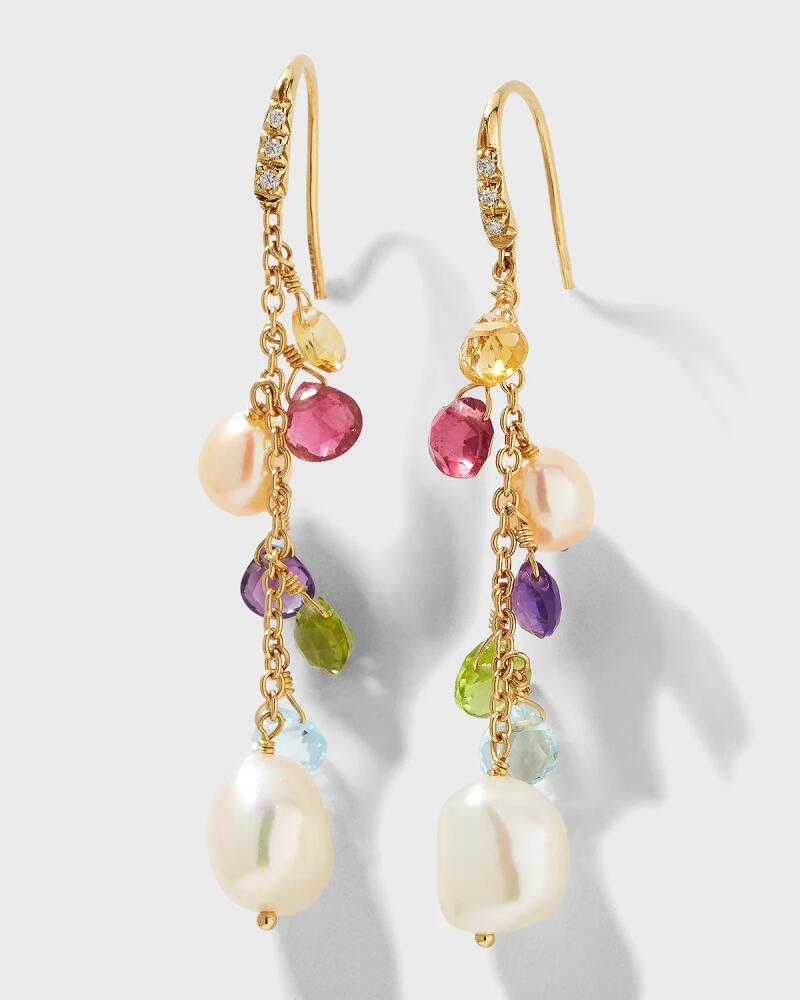 Marco Bicego 18K Paradise Yellow Gold Diamond Hook Earrings With Mixed Gemstones Cover