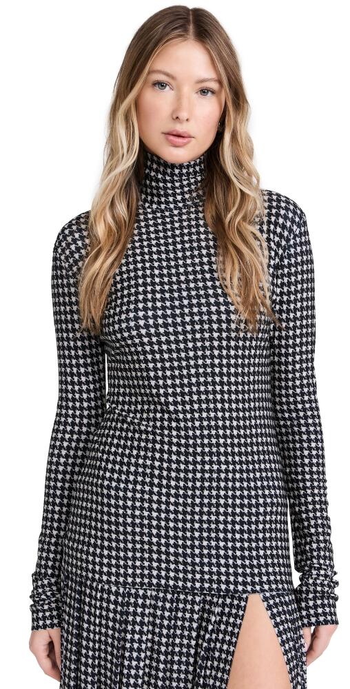 Norma Kamali Slim Fit Long Sleeve Turtle Top Large Houndstooth Cover