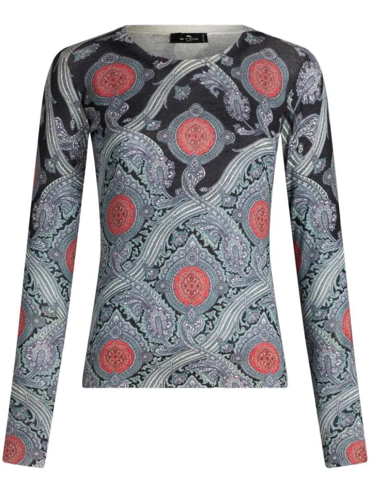 ETRO paisley-print silk sweater - Blue Cover