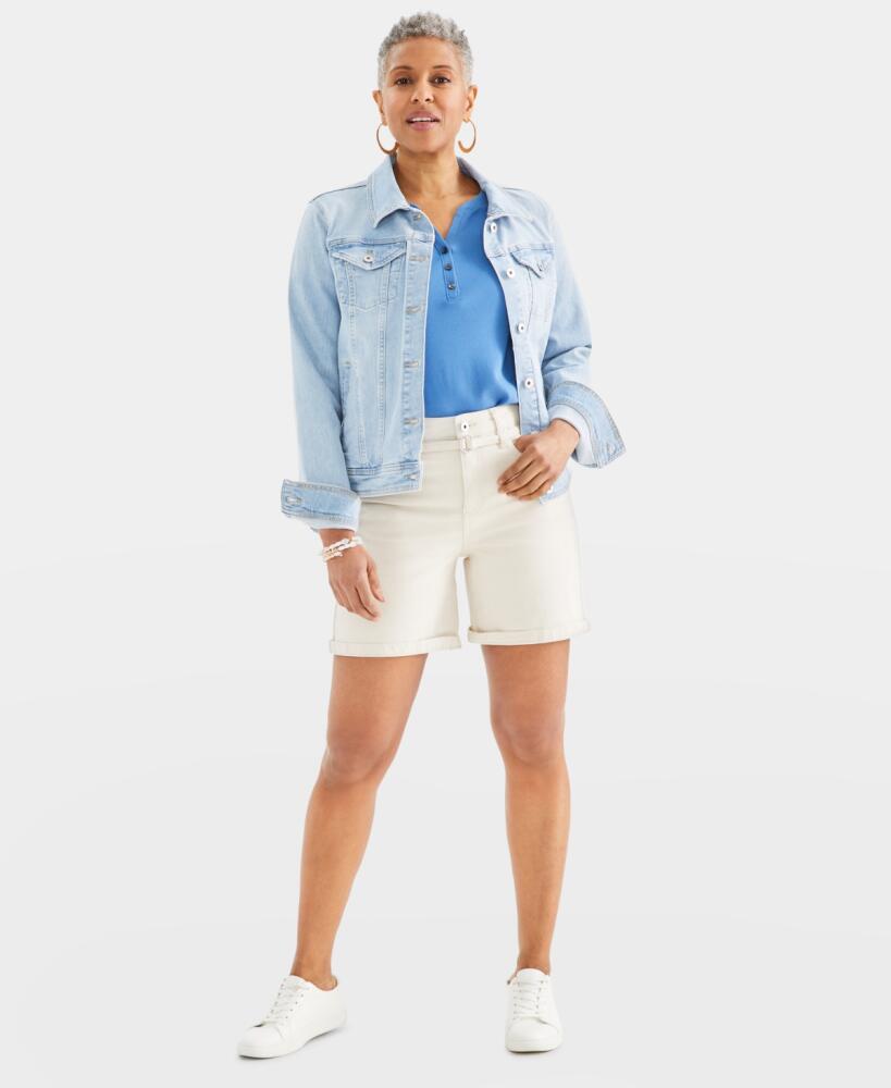 Style & Co Women's High-Rise Belted Cuffed Denim Shorts, Created for Macy's - Aspen Cover