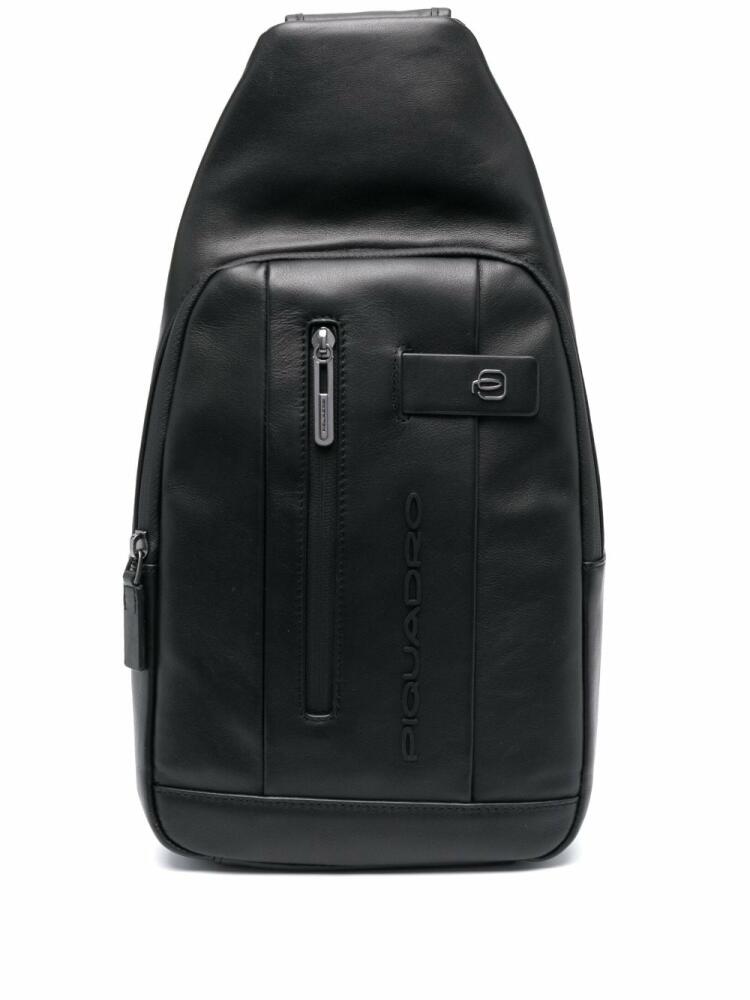 PIQUADRO logo-plaque zipped backpack - Black Cover