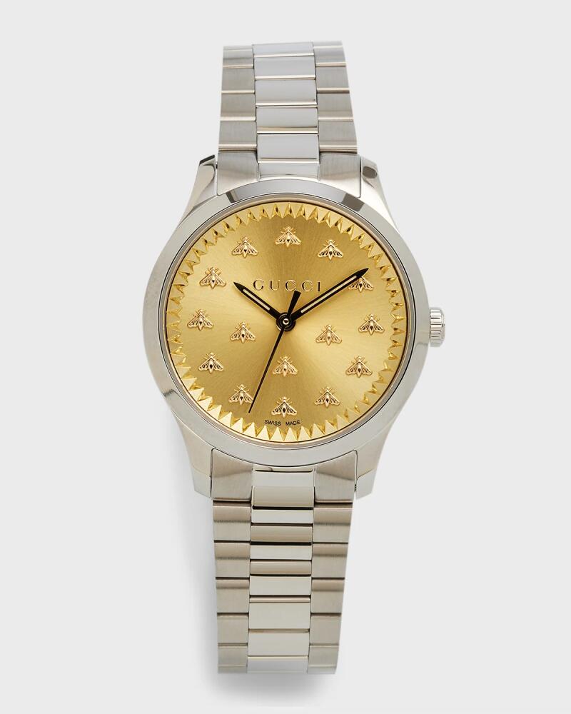 Gucci 32mm G-Timeless Bracelet Watch With Bees Cover