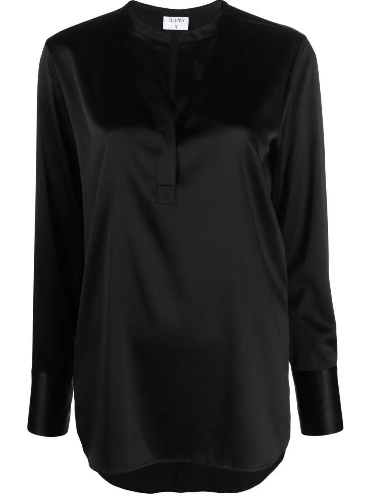 Filippa K keyhole-collar silk blouse - Black Cover