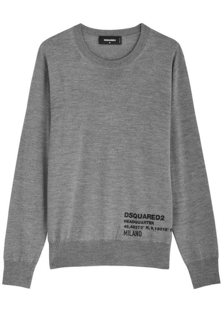 DSQUARED2 Logo-appliqué Wool Jumper - Grey Cover