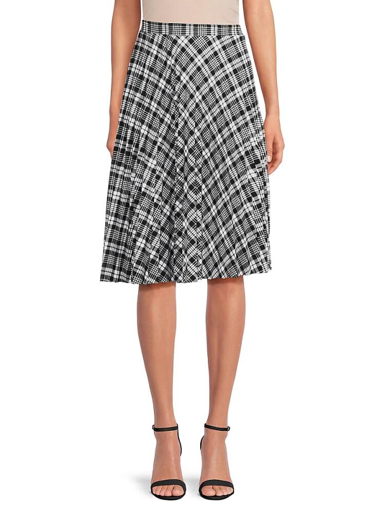 Love Ady Women's Plaid Pleated Skirt - Black White Cover