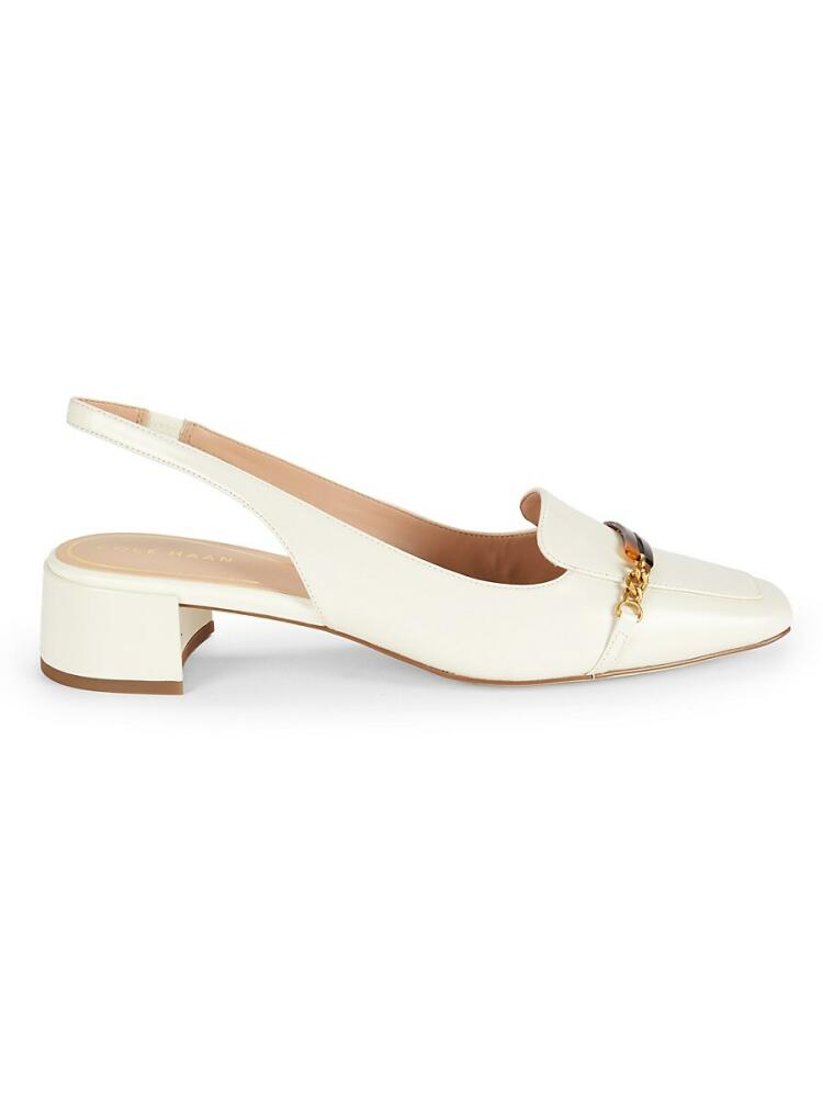 Cole Haan Women's Penley Block Heel Leather Slingback Pumps - Ivory Cover