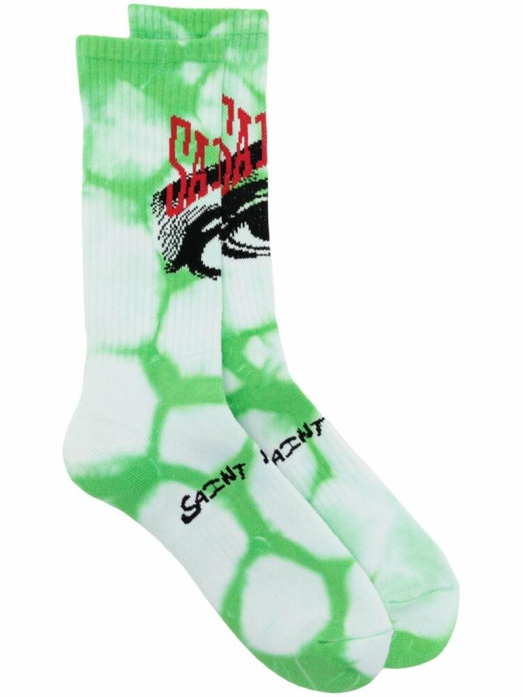 SAINT MXXXXXX eye-motif cotton-blend socks - Green Cover