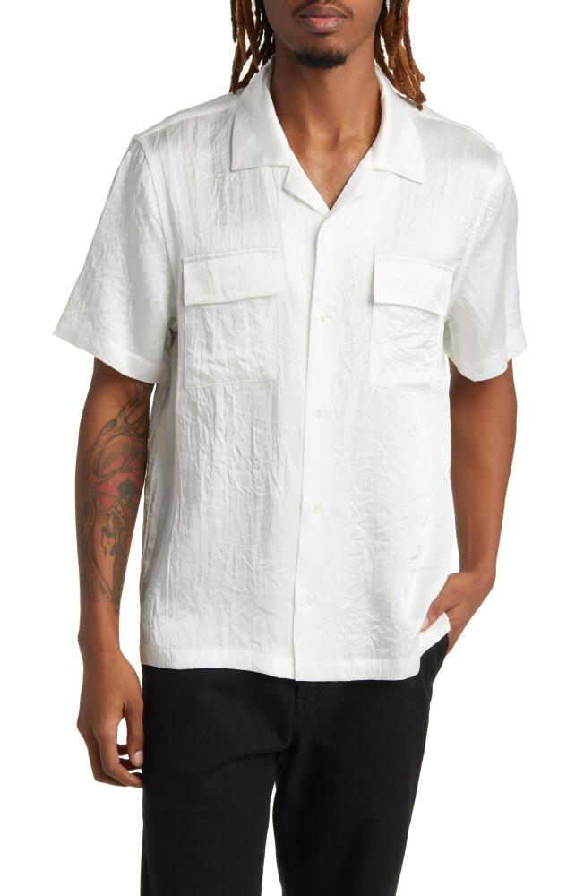 Saturdays NYC Canty Crinkle Satin Camp Shirt in Ivory Cover