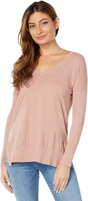 bobi Los Angeles Rib Mix V-Neck Tee (Dusty Quartz) Women's Clothing Cover