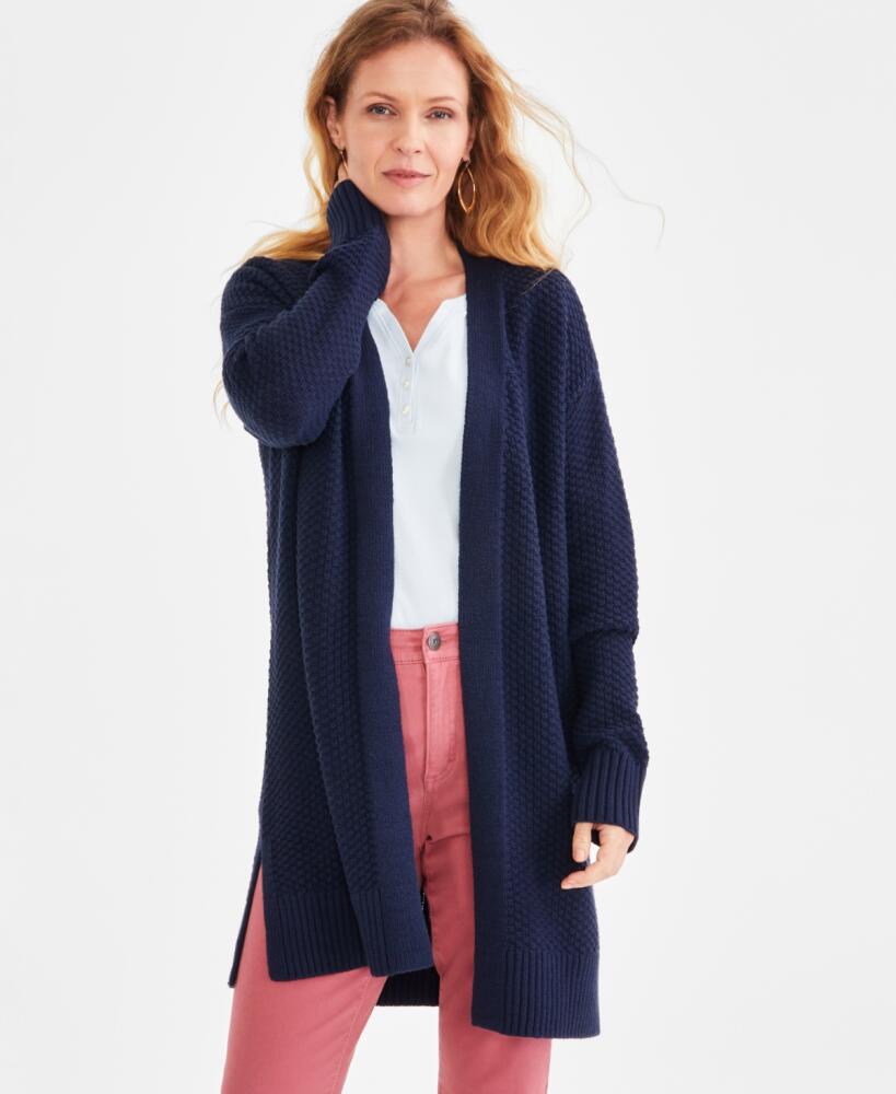 Style & Co Women's Open-Front Long-Sleeve Cardigan, Created for Macy's - Industrial Blue Cover