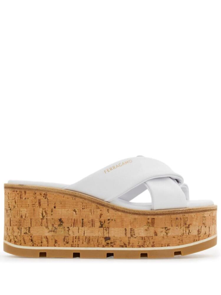 Ferragamo 60mm logo-print wedge sandals - White Cover