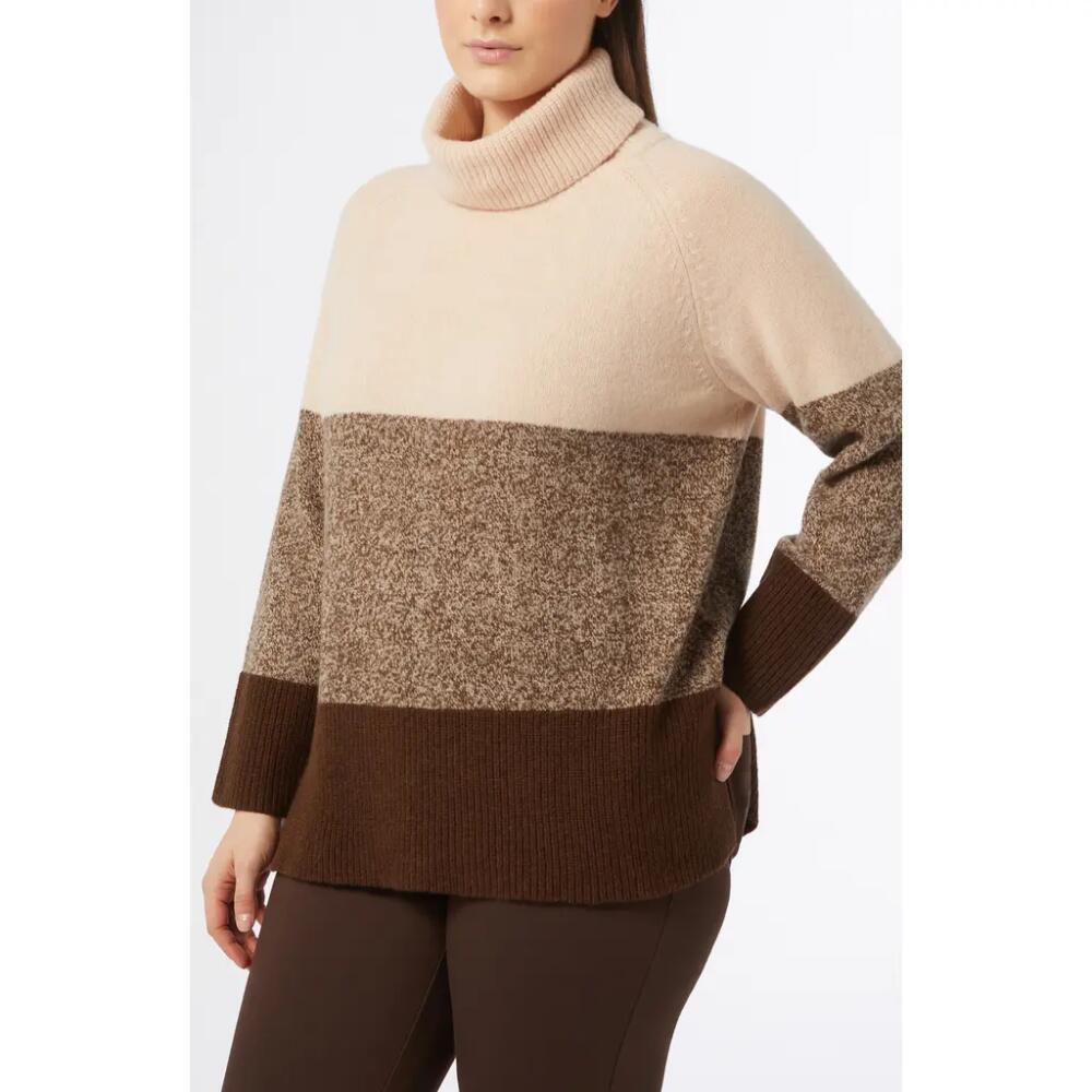 Marina Rinaldi Danilo Colorblock Turtleneck Virgin Wool Sweater in Turtledove Cover