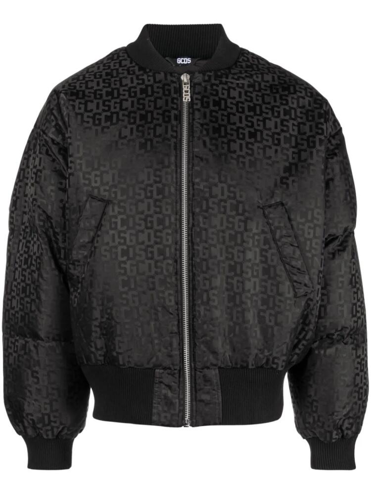 GCDS monogram-pattern zip-up bomber jacket - Black Cover