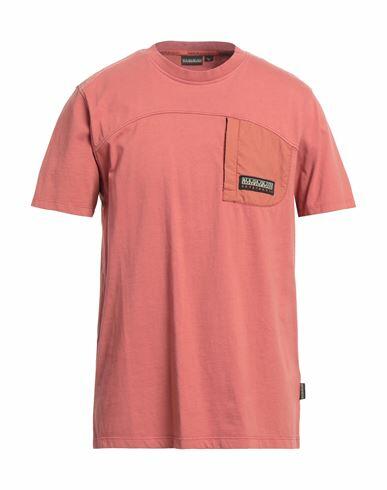 Napapijri Man T-shirt Rust Cotton, Elastane, Polyurethane Cover