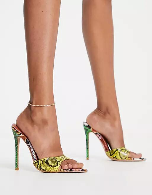 Simmi London Franca pointed mules in bright multi snake Cover