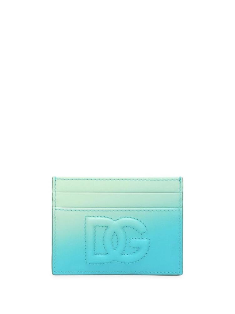 Dolce & Gabbana logo-embroidered ombré-effect cardholder - Blue Cover