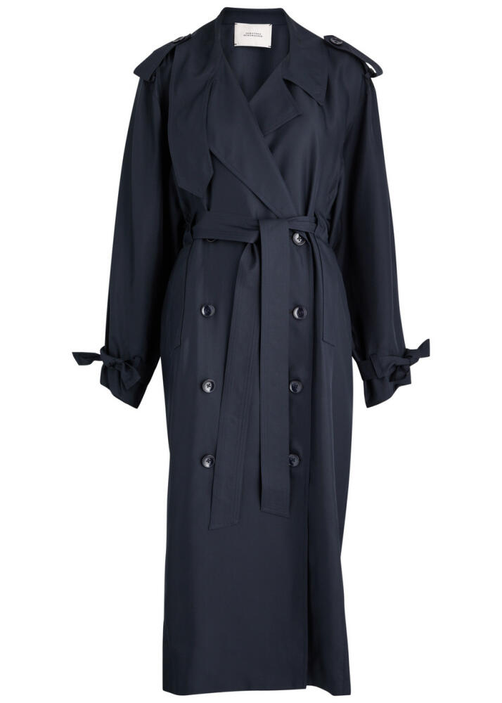 Dorothee Schumacher Trench It Up Iii Belted Silk Midi Dress - Navy Cover