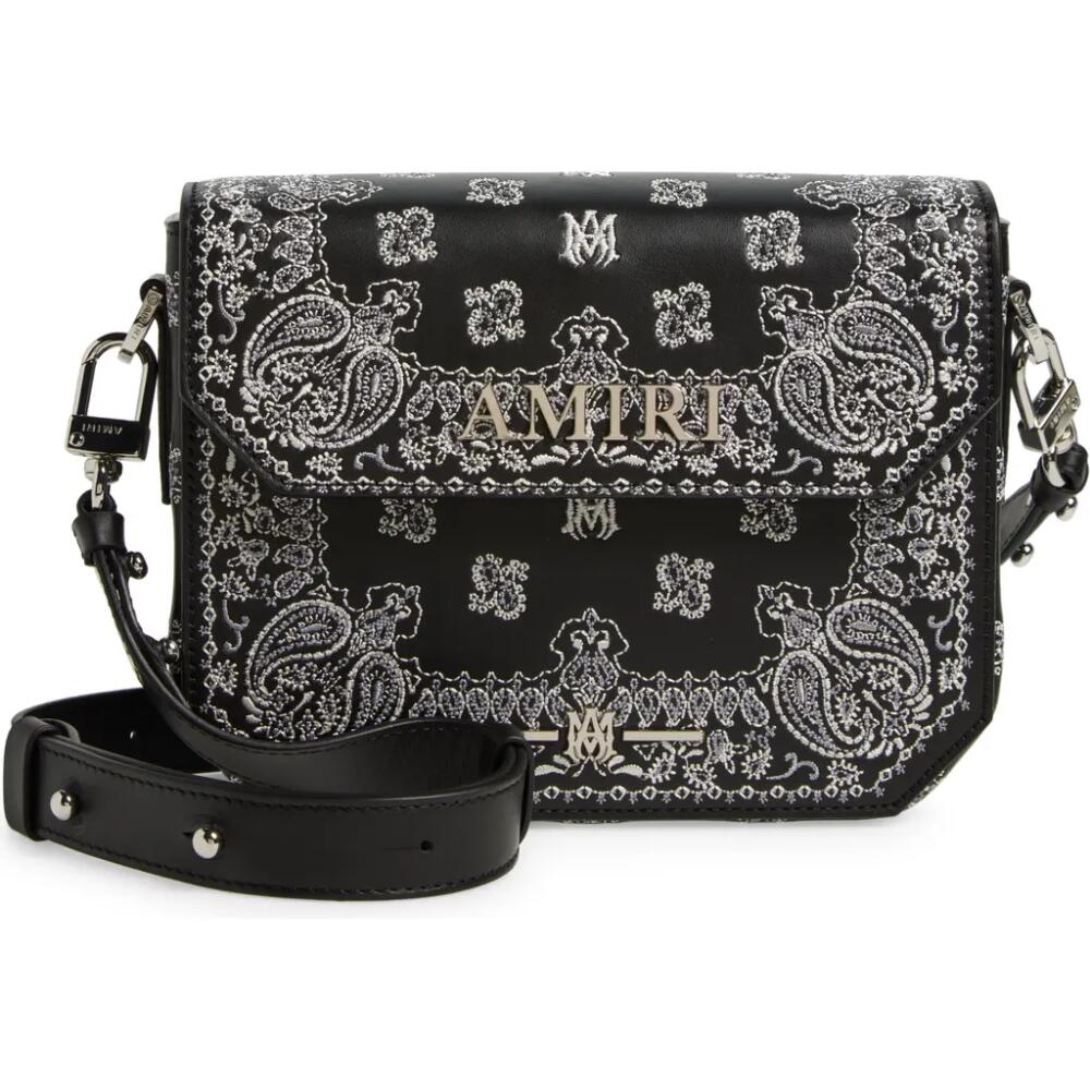 AMIRI Monogram Paisley Leather Crossbody Bag in Black Cover