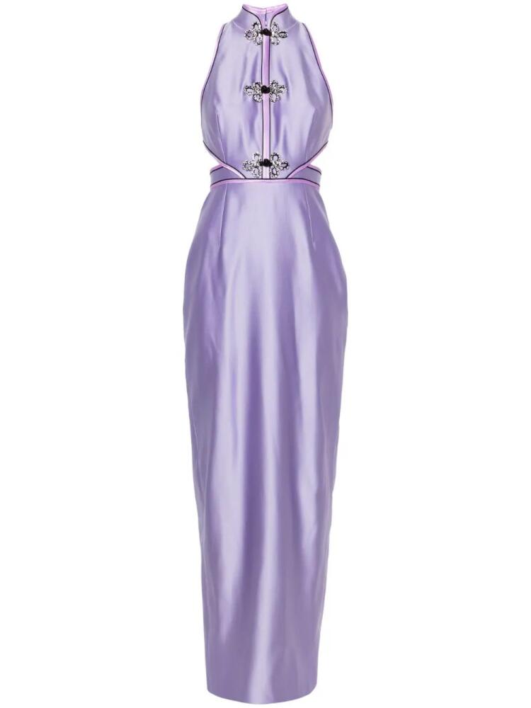 Huishan Zhang Leila sleeveless satin gown - Purple Cover