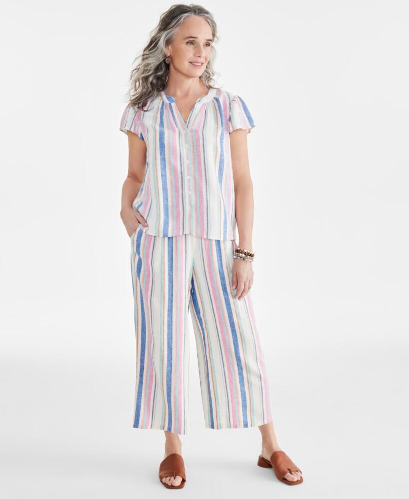 Style & Co Women's Stripe Cropped Drawstring Pants, Created for Macy's - Multi Stripe Cover