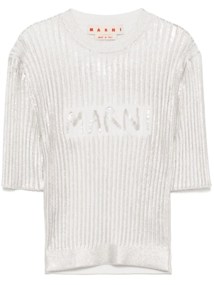 Marni ribbed short-sleeved jumper - Neutrals Cover