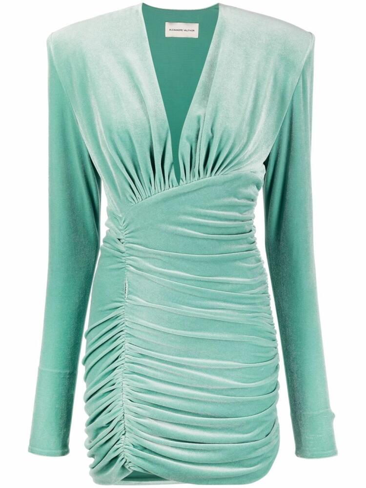 Alexandre Vauthier V-neck ruched mini dress - Green Cover