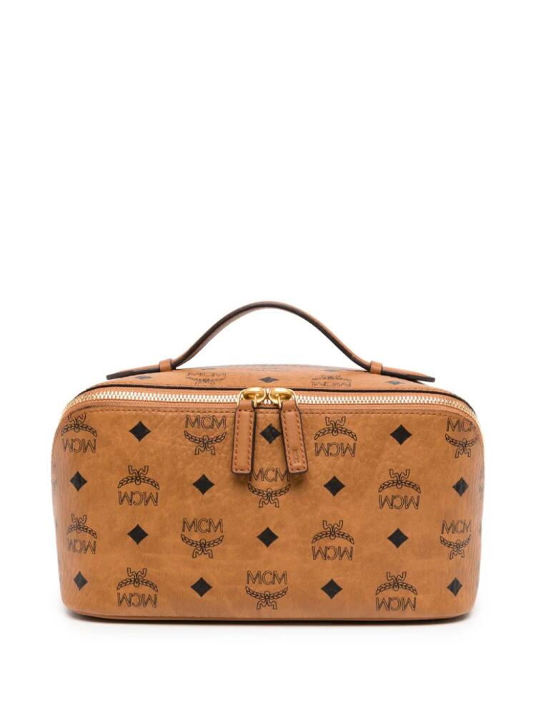 MCM medium Ottomar Visetos-print wash bag - Brown Cover