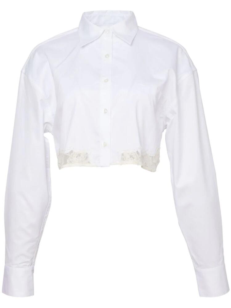 Fleur Du Mal lace-trimmed cropped shirt - White Cover