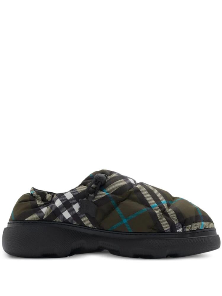 Burberry Check-print pillow mules - Green Cover