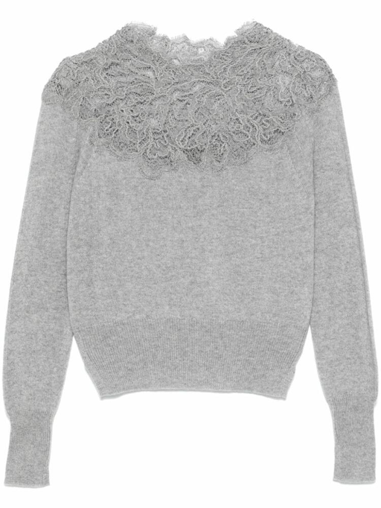 Ermanno Scervino lace-detail cashmere sweater - Grey Cover