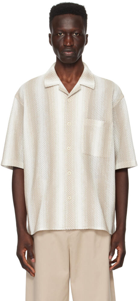 Solid Homme Beige & White Stripe Shirt Cover