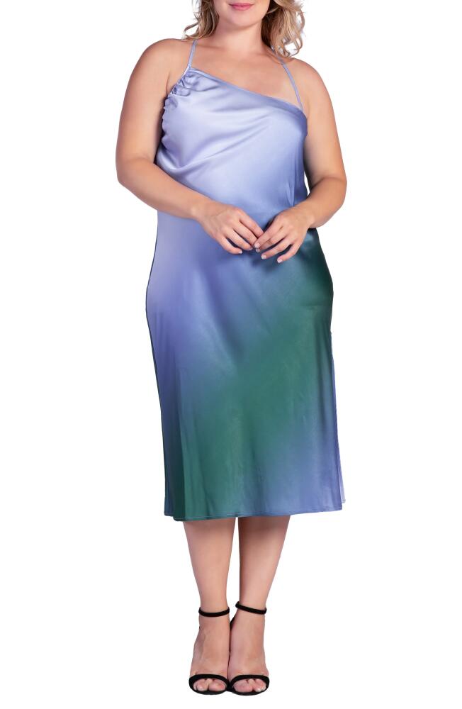 Standards & Practices Avi Ombré Asymmetric Neck Midi Slipdress in Gracia Blue Cover