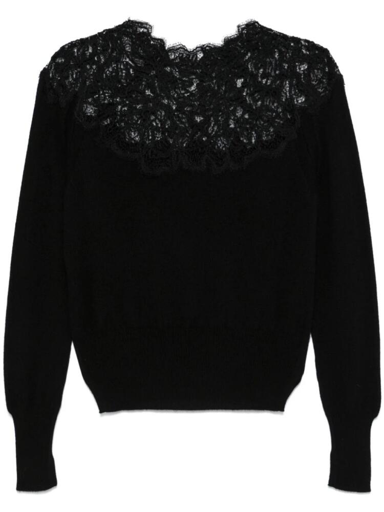 Ermanno Scervino lace-detail cashmere sweater - Black Cover