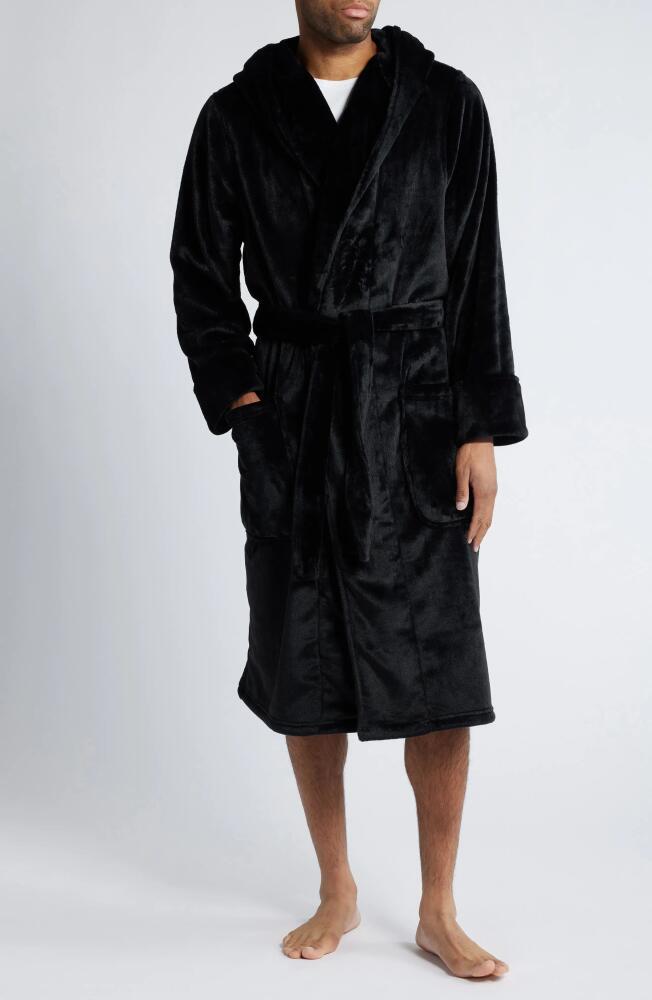 Nordstrom Fleece Hooded Robe in Black Cover