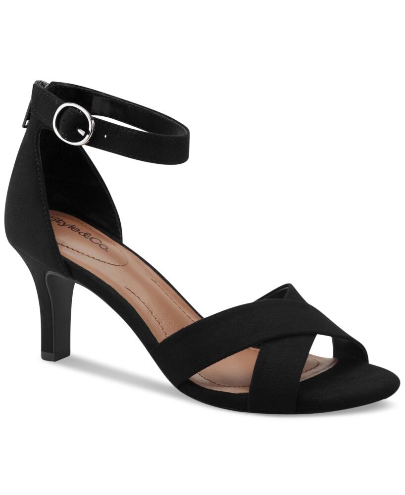 Style & Co Women's Priyaa Ankle Strap Dress Sandals, Created for Macy's - Black Micro Cover