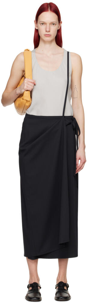 LEMAIRE Black Tailored Midi Skirt Cover