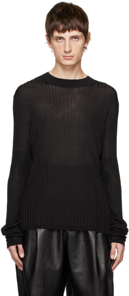 AARON ESH Black Pinstripe Sweater Cover