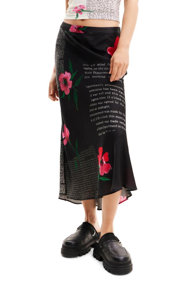 Desigual Text Slip Midi Skirt in Black Cover