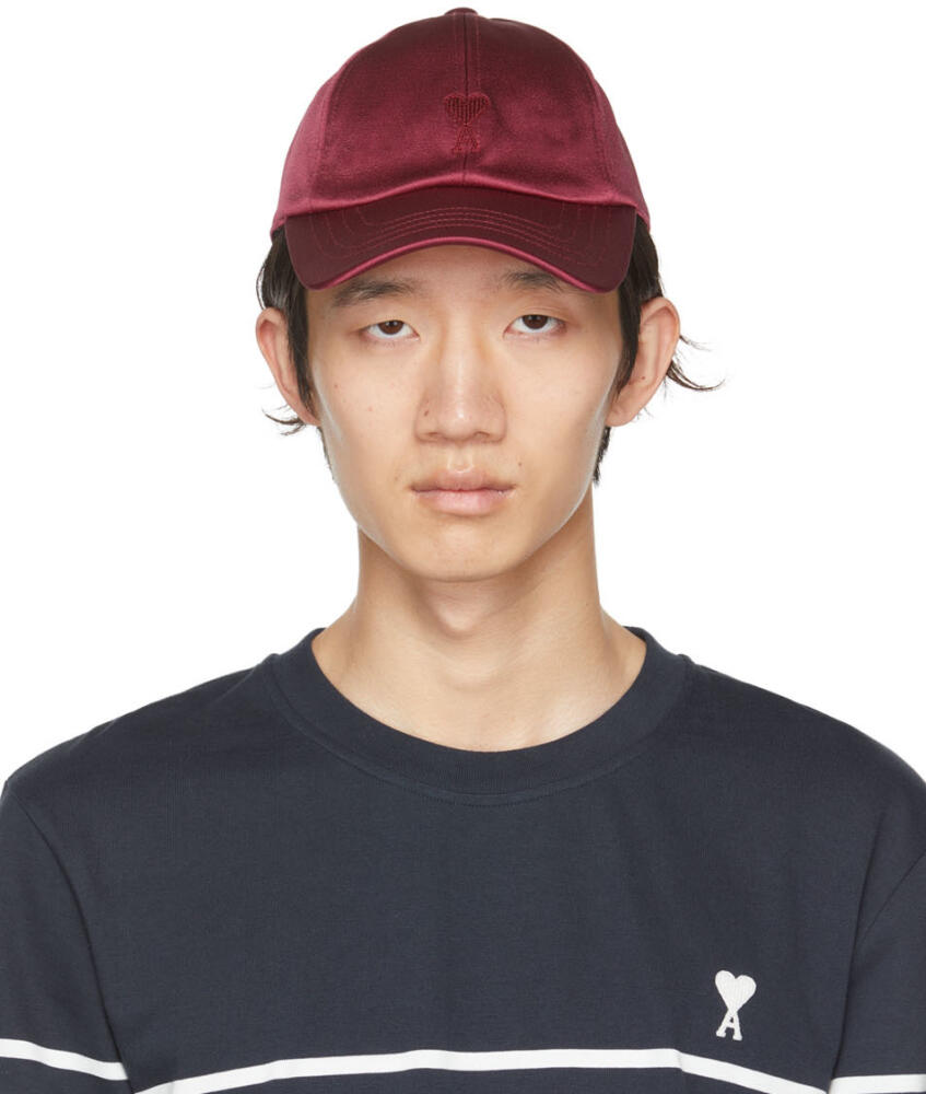 AMI Paris SSENSE Exclusive Burgundy Ami de Cœur Cap Cover