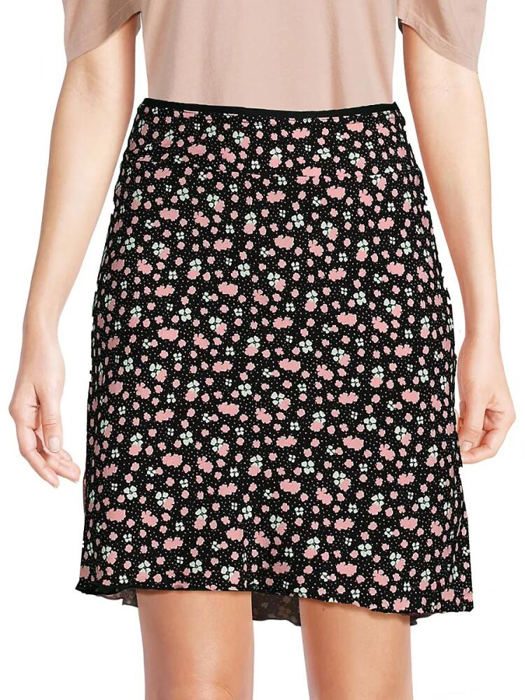 Free People Women's IRL Floral Mini Slip Skirt - Black Combo Cover