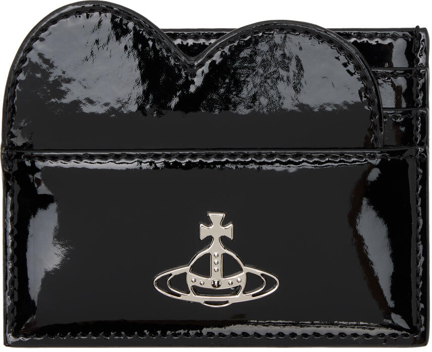 Vivienne Westwood Black Shiny Patent Heart Card Holder Cover