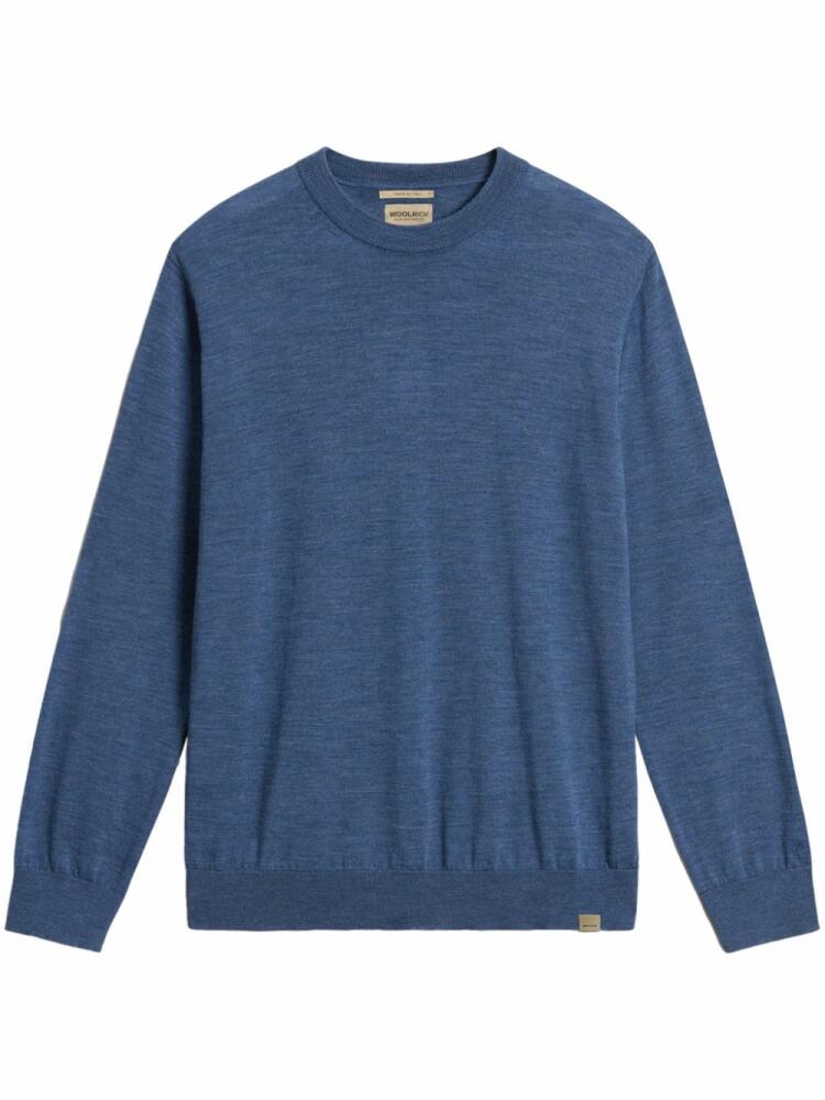 Woolrich crew neck virgin wool sweater - Blue Cover