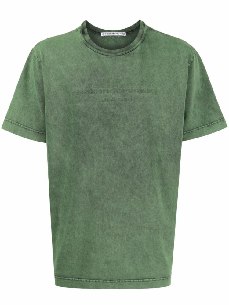 Alexander Wang logo-embossed acid-wash cotton T-shirt - Green Cover