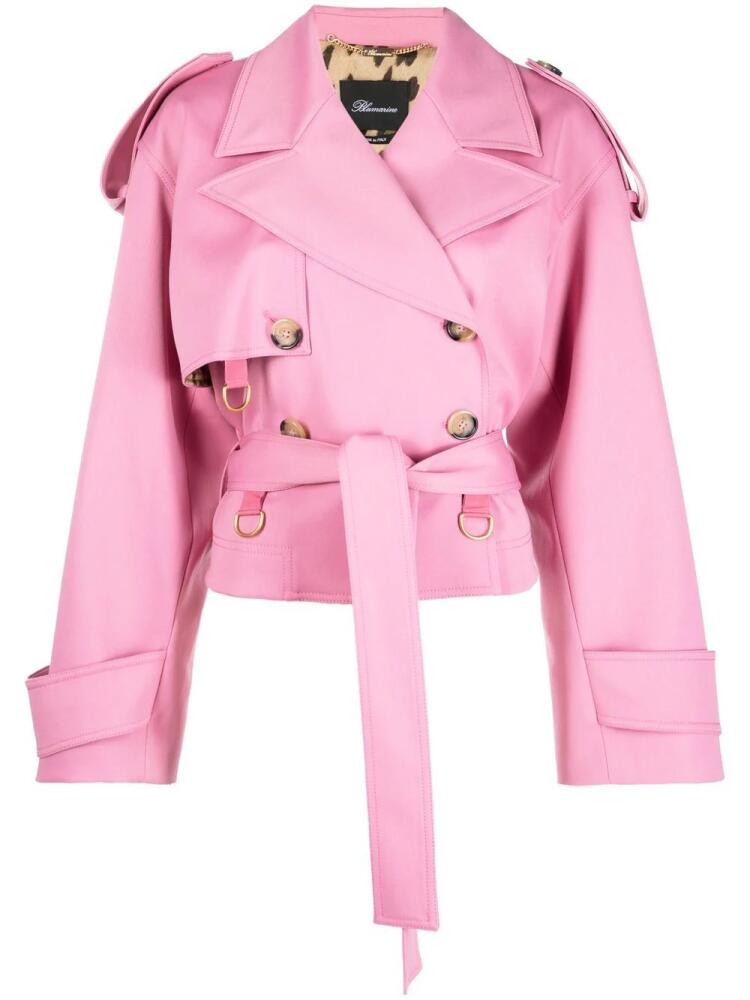 Blumarine cropped double-breasted trench jacket - Pink Cover