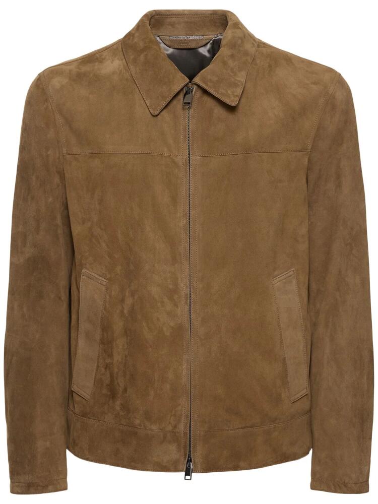 BRIONI Zip-up Suede Jacket Cover